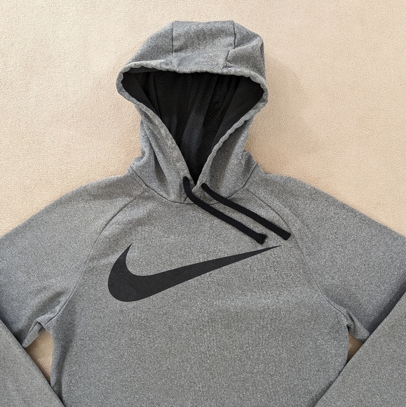 Nike | Shirts | Nike Hoodie Mens Small Gray Black Pullover Big Center Swoosh  Fleece Lined | Poshmark